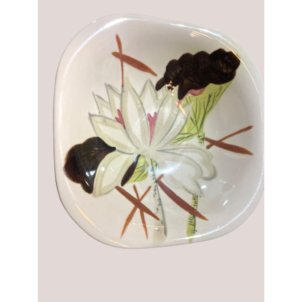 2Vintage Redwing Pottery Berry Bowl Lotus Bronze Made in USA 5.25" Retro MCM